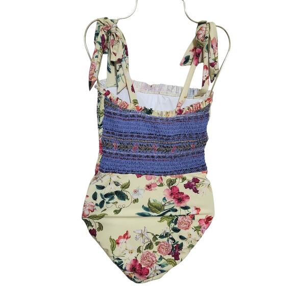Farm Rio Smocked Shoulder-Tie One-Piece Swimsuit XS - Picture 4 of 8